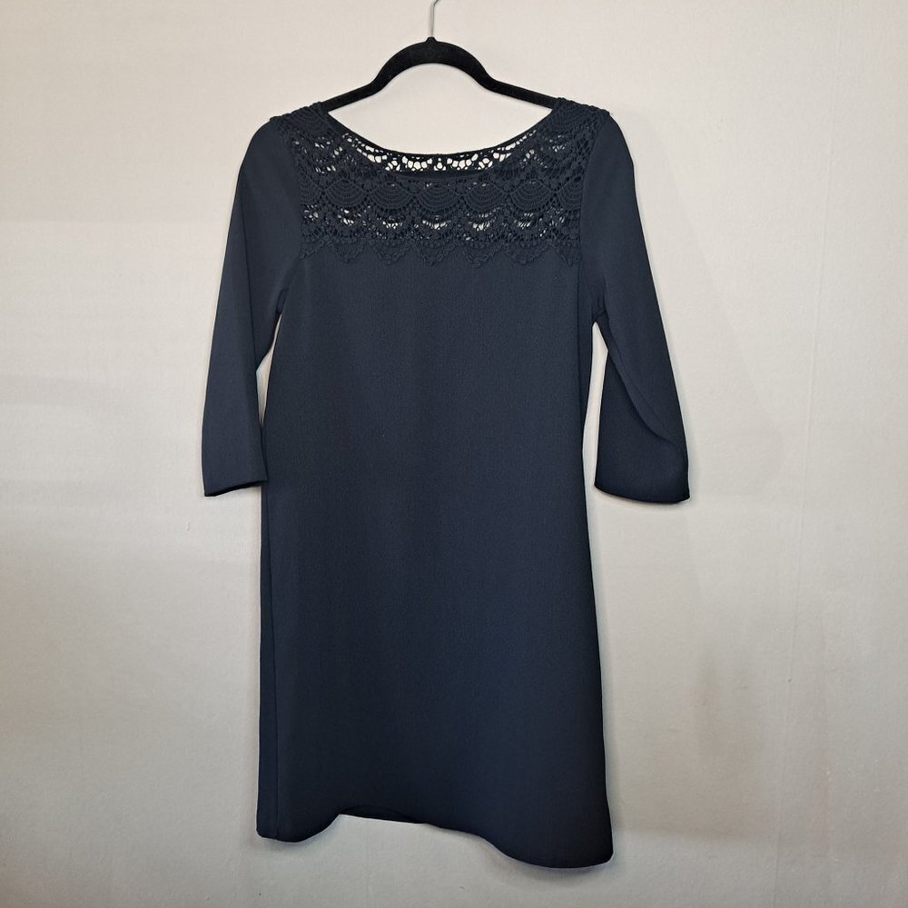 Everly Crochet Lace Black Dress Size Small‎ LBD 3/4 Sleeves Business Date Night